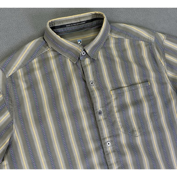 Kuhl Other - Kuhl Shirt Mens Small Green Suncel Aztec Stripe Minimalist Outdoor Performance